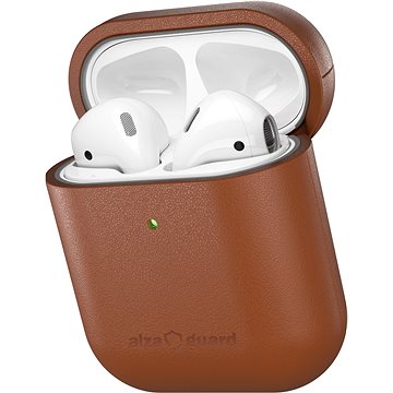 AlzaGuard Genuine Leather Case für AirPods 1. und 2. Generation sattelbraun