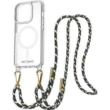 AlzaGuard Luxe Detach Lanyard Case Compatible With MagSafe For IPhone 15 Pro Gelb-grün