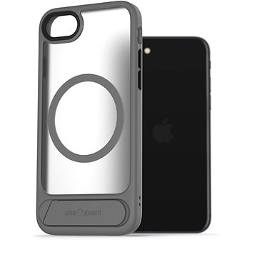 AlzaGuard Matte Case With Stand Compatible With MagSafe For IPhone 7 / 8 / SE 2020 / SE 2022 Grey