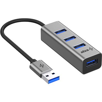 AlzaPower Metal USB-Hub USB-A (M) Auf 4× USB-A 3.0 (F) Space Grey