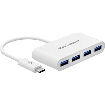 AlzaPower USB-Hub USB-C (M) Auf 4× USB-A 3.0 (F) Weiß