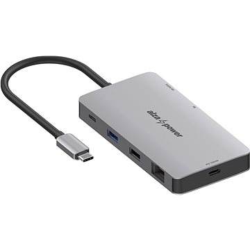 AlzaPower Metal USB-C Dock Station 9in1 Dual Screen 8K Space Grey