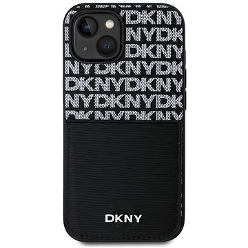 DKNY PU Leather Repeat Pattern Card Pocket Backcover Für Das IPhone 15 Black