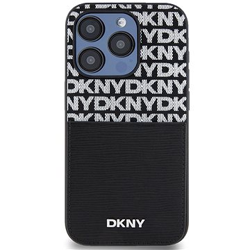 DKNY PU Leather Repeat Pattern Card Pocket Backcover Für Das IPhone 15 Pro Black