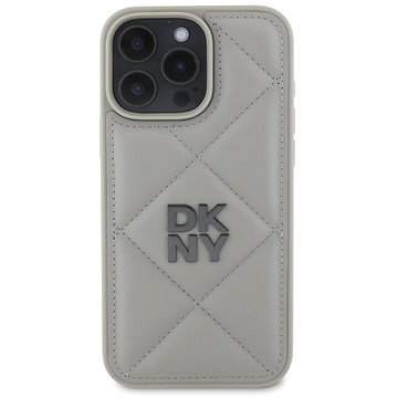 DKNY PU Leather Quilted Stack Logo Back Cover Für Das IPhone 16 Pro Grey