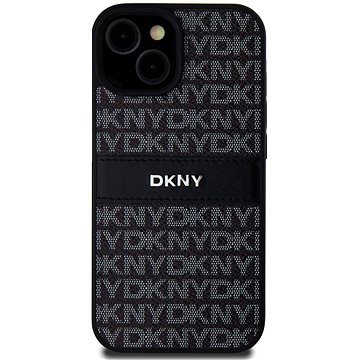 DKNY PU Leather Repeat Pattern Tonal Stripe Back Cover Für IPhone 15 Black