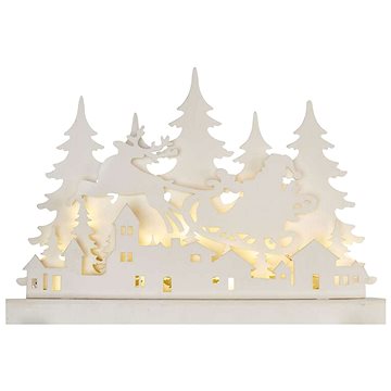 E-shop EMOS LED Holzdekoration - Weihnachtsdorf, 31 cm, 2x AA, Innenräume, warmweiß, Timer