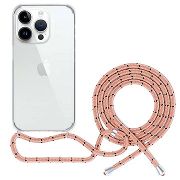 Spello Crossbody Hülle Mit Lanyard Für IPhone 15 Pro Max (Ultra) - Transparent / Pink Lanyard