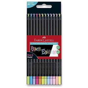 FABER-CASTELL Black Edition Neon/Pastell, 12 Farben