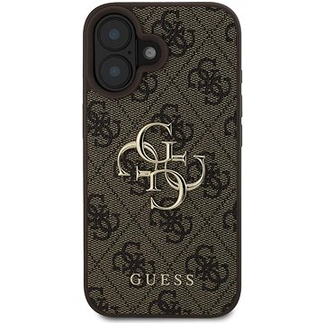 Guess PU 4G Metall Logo Back Cover Für IPhone 16 Plus Braun