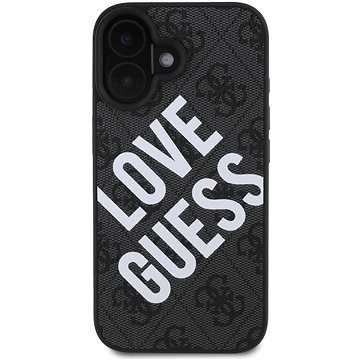 Guess PU Leather 4G Big Love Logo MagSafe Back Cover Für Das IPhone 16 Black