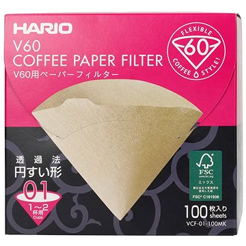 Hario Misarashi Papierfilter V60-02, Ungebleicht, 100 Stück, BOX