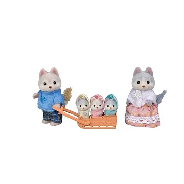 Sylvanian Family Husky-Familie Mit Drillingen