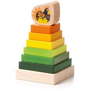 CUBIKA 15276 Bunte Pyramide mit Huhn - Holzpuzzle 8 Teile