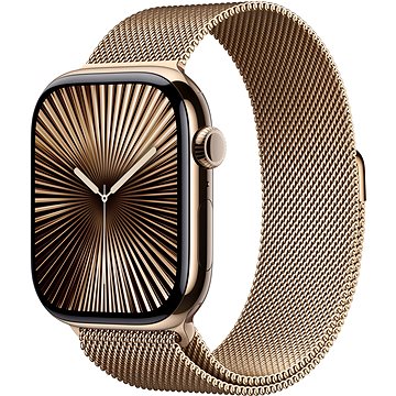 Apple Watch Series 10 42mm Cellular Titan Gold Mit Milanaise Armband Gold