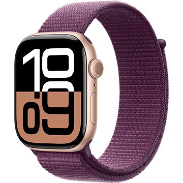 Apple Watch Series 10 42mm Aluminium Rosegold mit Sport Loop Pflaume