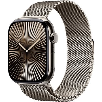 Apple Watch Series 10 46mm Cellular Titan Natur mit Milanaise Armband Natur - S/M