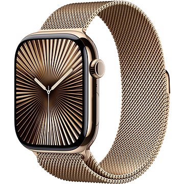 Apple Watch Series 10 46mm Cellular Titan Gold mit Milanaise Armband Gold - S/M