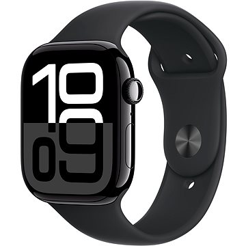 Apple Watch Series 10 46mm Aluminium Diamantschwarz mit Sportarmband Schwarz - M/L