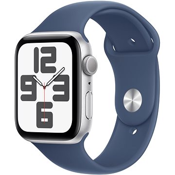 Apple Watch SE 44mm Aluminium Silber mit Sportarmband Denim - S/M