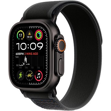 Apple Watch Ultra 2 49mm Titan Schwarz mit Trail Loop Schwarz – S/M