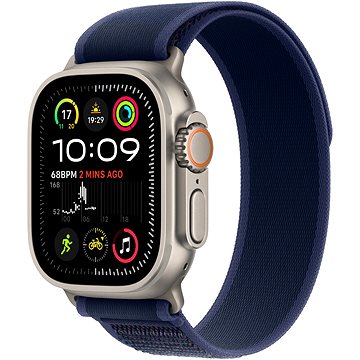 Apple Watch Ultra 2 49mm Titan Natur mit Trail Loop Blau – S/M