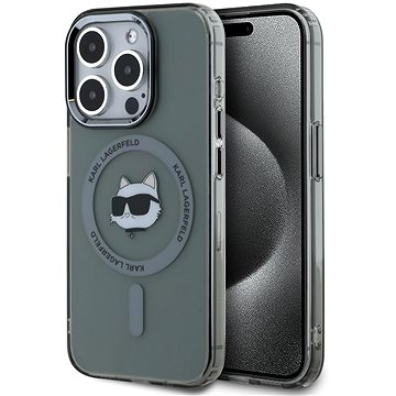 Karl Lagerfeld IML Choupette Head Metal Frame MagSafe Back Cover Für Das IPhone 15 Pro Max Black