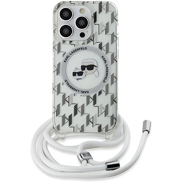 Karl Lagerfeld IML Monogram Crossbody K&CH Heads MagSafe Back Cover Für Das IPhone 14 Pro Transparent