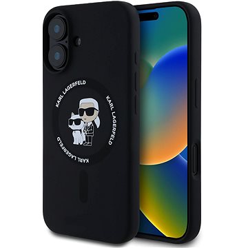 Karl Lagerfeld Liquid Silicone Karl And Choupette MagSafe Back Cover Für IPhone 16 Plus Black