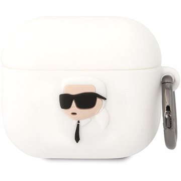 Karl Lagerfeld 3D Logo NFT Karl Head Silikonhülle für Airpods 3 Weiß