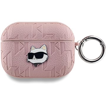 Karl Lagerfeld PU Embossed Choupette Head Hülle für AirPods Pro Pink