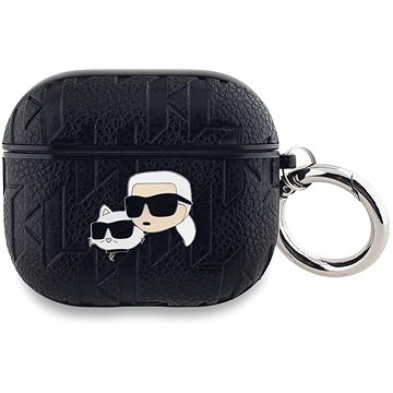 Karl Lagerfeld PU Embossed Karl and Choupette Heads Hülle für AirPods 3 Black