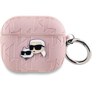 Karl Lagerfeld PU Embossed Karl and Choupette Heads Hülle für AirPods 3 Pink