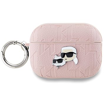 Karl Lagerfeld PU Embossed Karl and Choupette Heads Hülle für AirPods Pro 2 Pink