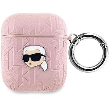 Karl Lagerfeld PU Embossed Karl Head Hülle für AirPods 1/2 Pink