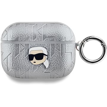 Karl Lagerfeld PU Embossed Karl HeadHülle für AirPods Pro Silver