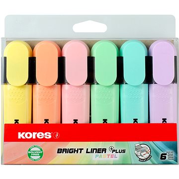 KORES BRIGHT LINER PLUS PASTEL, Set Mit 6 Farben