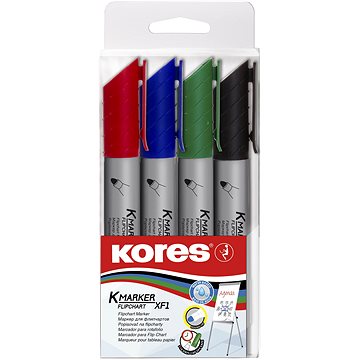 KORES K-MARKER Für Flipcharts - Runde Spitze - Set Mit 4 Farben