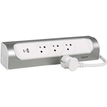 Legrand Verlängerungskabel 1 M / 3 Steckdosen / Mit USB / Aluminium-weiß / PVC / 1,5 Mm2