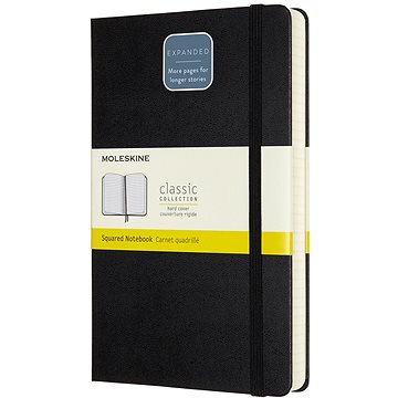 MOLESKINE L Expanded, Harter Einband, Kariert, Schwarz