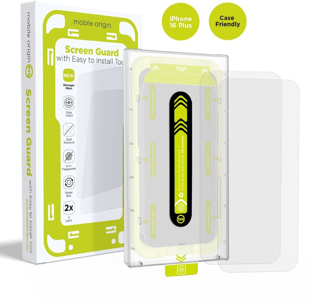 Mobile Origin Screen Guard With Easy Applicator 2 Pack IPhone 16 Plus