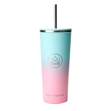 Neon Kactus Design Becher 710 Ml Türkis/rosa, Edelstahl