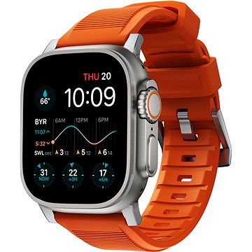 Nomad Rugged Strap Orange/Silver Für Apple Watch 42 Mm / 44 Mm / 45 Mm / Ultra 49 Mm