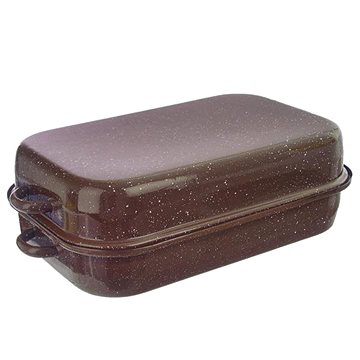 E-shop Orion BROWN Emaille-Backform mit Deckel - 46 cm x 27,5 cm x 14 cm