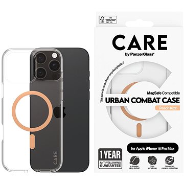 PanzerGlass CARE Cover Apple IPhone 16 Pro Max MagSafe Urban Combat Klar/Pfirsich