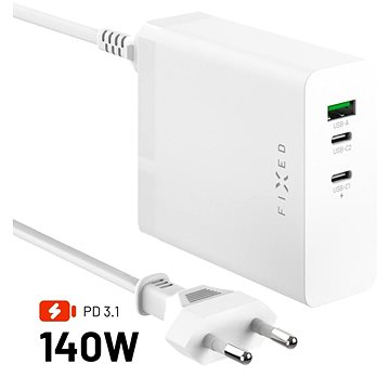 FIXED Charging Station Mit 2xUSB-C Und USB-Ausgang Unterstützt PD 3.1 140W Weiß