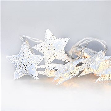 E-shop LED Weihnachtssternkette, Metall, weiß, 10LED, 1m, 2x AA, IP20