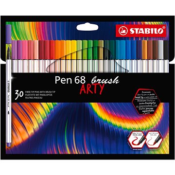 STABILO Pen 68 Pinsel Mit Flexibler Pinselspitze - Packung Mit 30 Farben