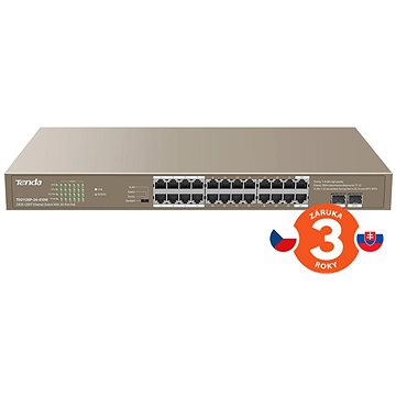 Tenda TEG1126P-24-410W 24x PoE AF/AT Gigabit Switch + 2x SFP, PoE Gesamt 370 Watt, VLAN