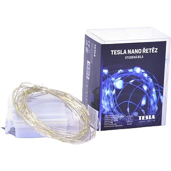 Tesla - Nano Lichterkette 50 LED - 6500K - 5 M + 30 Cm Kabel - 3 X AA Batterien - Zeitschaltuhr - IP44